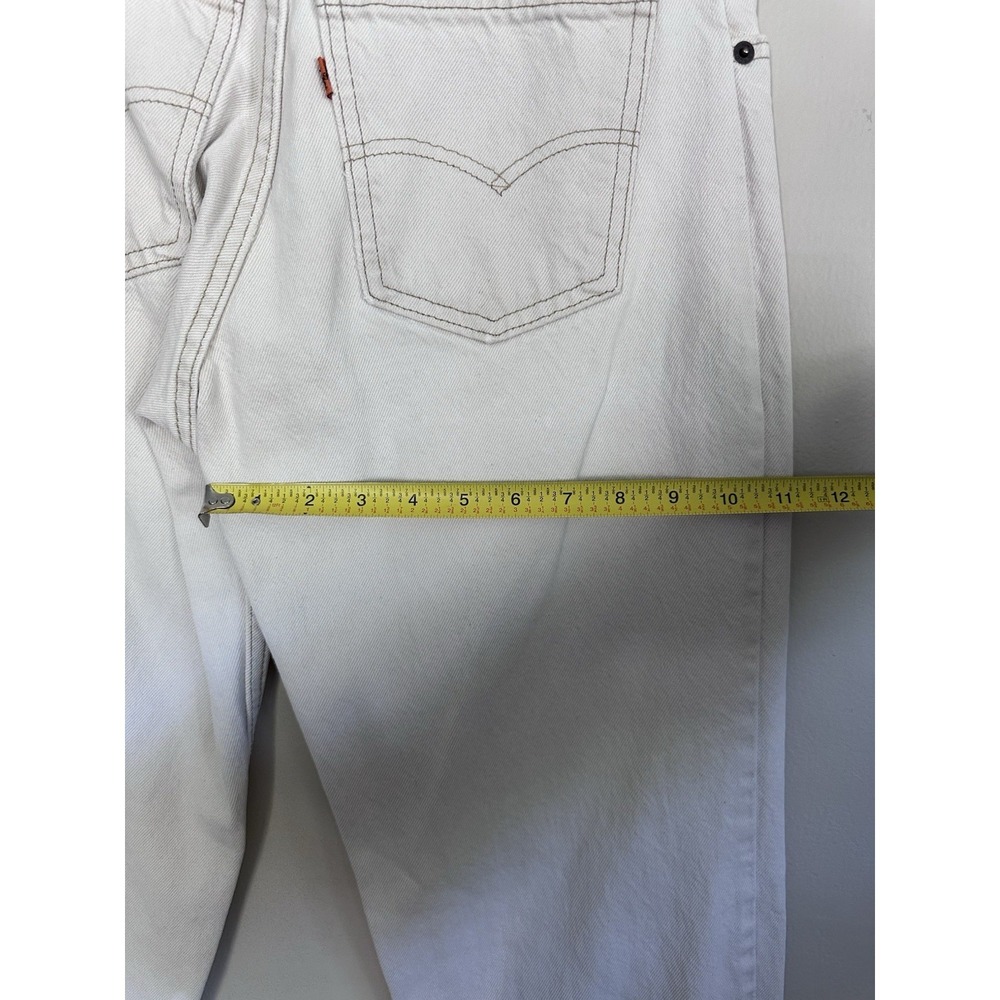 Vintage '92 Levi's 550 Jeans 30x32 (28x31) Cream 90s Made in USA Orange Tab - Picture 14 of 16